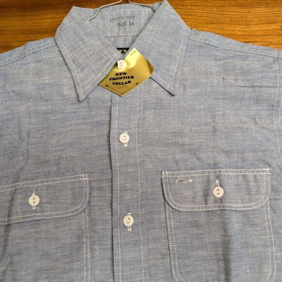 New Ely & Walker Mens Solid Gray/Blue Ultra-Press Western Button Up Shirt Sz 14 - Picture 3 of 16